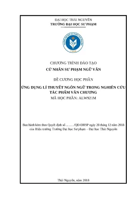 Đề cương: Ứng dụng Lý thuyết Ngôn ngữ trong Nghiên cứu Văn chương