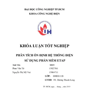 Phân tích ổn định hệ thống điện bằng phần mềm ETAP - LVTN