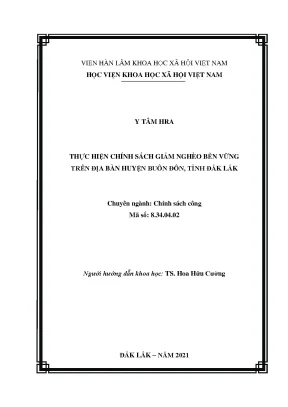 Luận văn thạc sĩ thực hiện chính sách giảm nghèo bền vững trên địa bàn huyện buôn đôn tỉnh đắk lắk luận văn thạc sĩ chính sách công đắk lắk năm 2021 đắk lắk năm 2021 y tâm hra ngành chính