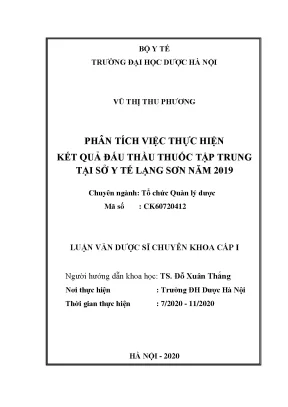 Phân tích kết quả đấu thầu thuốc tập trung Lạng Sơn 2019