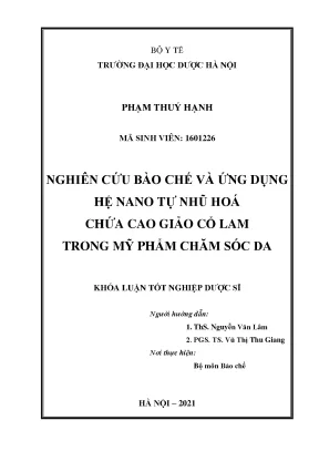 Nghiên cứu bào chế nano tự nhũ hoá chứa cao Giảo cổ lam trong mỹ phẩm