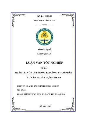 Quản trị vốn lưu động tại CTCP TVXD ASEAN - Luận văn