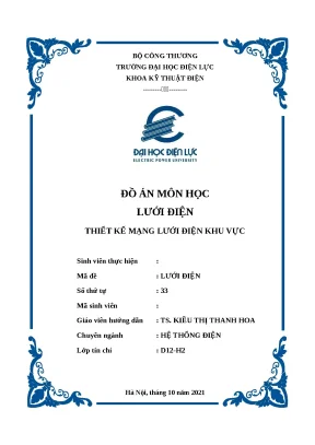 Đồ án thiết kế mạng lưới điện khu vực - Hệ thống điện