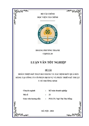 Hoàn thiện kế toán bán hàng, xác định kết quả tại Trường Sinh