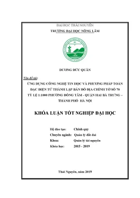 Ứng dụng toàn đạc điện tử thành lập bản đồ địa chính phường Đồng Tâm