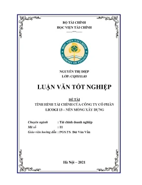 Phân tích tình hình tài chính Công ty CP Licogi 13 - Nền móng xây dựng