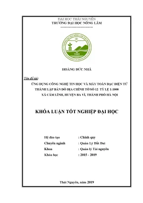 Khóa luận lập bản đồ địa chính Cẩm Lĩnh bằng IT, toàn đạc điện tử