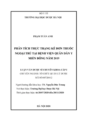 Phân tích thực trạng kê đơn thuốc ngoại trú bệnh viện quân dân y miền đông 2019