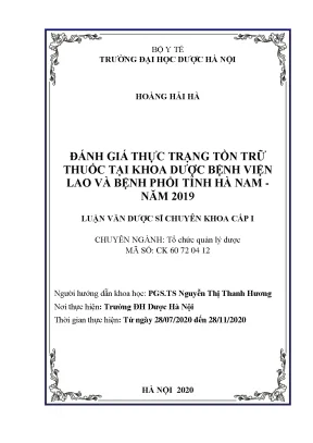 Thực trạng tồn trữ thuốc Khoa Dược BV Lao Phổi Hà Nam 2019