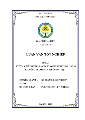 Kế toán tiền lương và các khoản trích theo lương tại Công ty Cổ phần Địa ốc Mai Việt