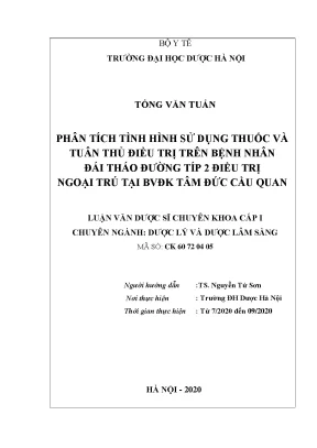 Phân tích tình hình sử dụng thuốc và tuân thủ điều trị ĐTĐ típ 2 ngoại trú