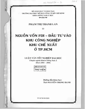 Nguồn vốn FDI đầu tư vào KCN, KCX TP.HCM khóa luận