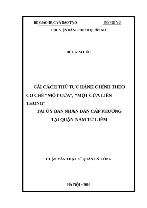 Luan van cai cach thu tuc hanh chinh theo co che mot cua mot cua lien thong