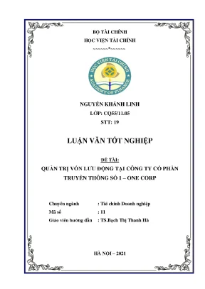 Quản trị vốn lưu động tại One Corp - Luận văn tài chính doanh nghiệp