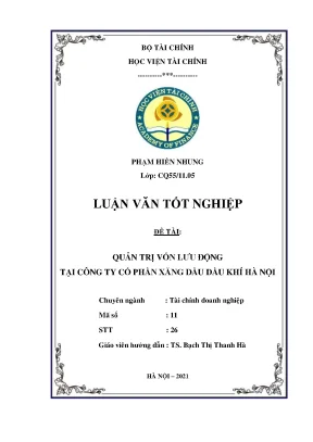 Quản trị vốn lưu động doanh nghiệp - Luận văn tốt nghiệp