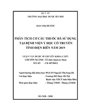 Phân tích cơ cấu thuốc tại Bệnh viện YHCT Điện Biên năm 2019