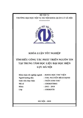 Tìm hiểu công tác phát triển nguồn tin tại TTHL ĐH Điện lực
