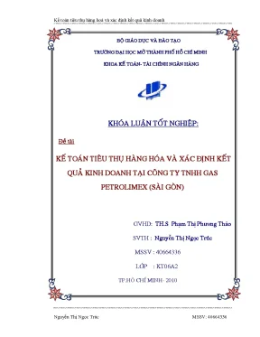 Kế toán tiêu thụ hàng hóa, xác định KQKD tại Gas Petrolimex SG