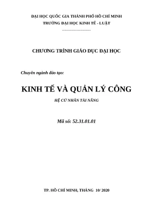 Chương trình đào tạo cử nhân Kinh tế và Quản lý Công hệ tài năng