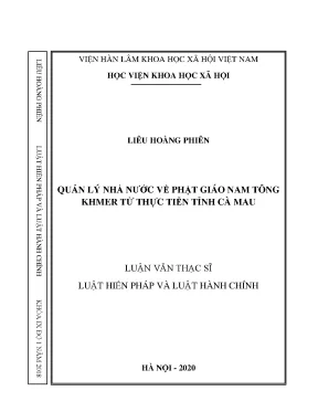 Luận văn thạc sĩ quản lý nhà nước về phật giáo nam tông khmer từ thực tiễn tỉnh cà mau