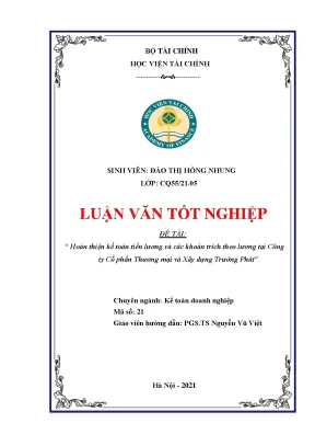 Hoàn thiện kế toán tiền lương và các khoản trích theo lương tại Trường Phát
