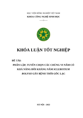 Phân lập, tuyển chọn vi nấm đối kháng S. rolfsii thối gốc lạc