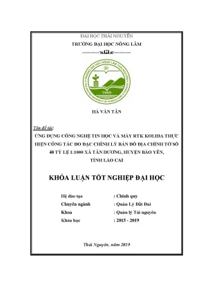 Ứng dụng công nghệ RTK Kolida đo đạc chỉnh lý bản đồ địa chính