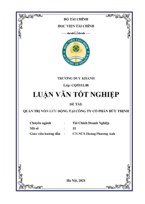 Quản trị vốn lưu động tại Công ty Hữu Thịnh