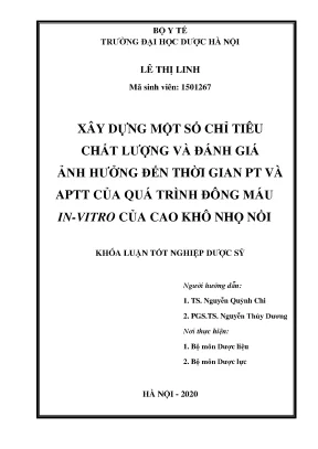 Xây dựng chỉ tiêu chất lượng cao khô nhọ nồi và tác dụng đông máu