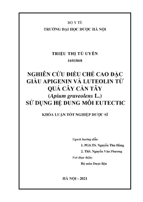 Nghiên cứu điều chế cao đặc giàu apigenin từ quả cần tây bằng dung môi eutectic