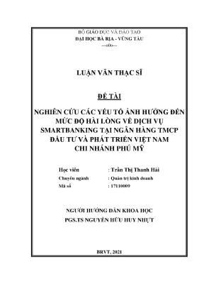 Yếu tố hài lòng dịch vụ Smartbanking tại BIDV Phú Mỹ