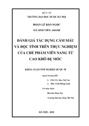 Đánh giá tác dụng cầm máu và độc tính của viên nang bẹ móc khóa luận tốt nghiệp
