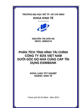 Phân tích tình hình tài chính công ty sữa việt nam dưới góc độ nhà cung cấp tín dụng eximbank khóa luận tốt nghiệp đại học