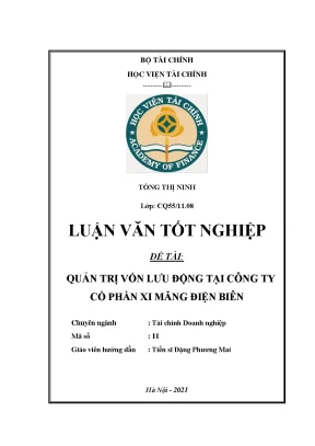 Quản trị vốn lưu động tại Công ty CP Xi măng Điện Biên - Luận văn tốt nghiệp