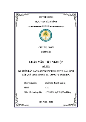 Kế toán bán hàng cung cấp dịch vụ và xác định kết quả kinh doanh tại TNHH BPG