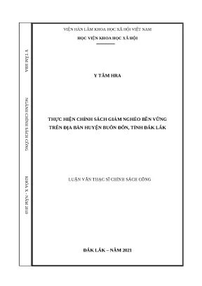 Luận văn: Chính sách giảm nghèo bền vững tại Buôn Đôn, Đắk Lắk