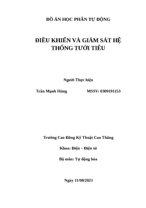 Đồ án điều khiển hệ thống tưới tiêu bằng PLC S7-1200 và WinCC