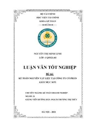 Kế toán NVL tại Công ty Cổ phần Giấy Mục Sơn - Luận văn
