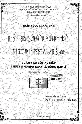 Phát triển bền vững du lịch huế từ góc nhìn festival huế 2004 khóa luận tốt nghiệp đại học