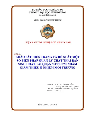 Quản lý chất thải rắn sinh hoạt quận 9 TP.HCM giảm ô nhiễm môi trường