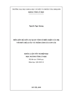 Mối liên hệ quan tâm có điều kiện của mẹ với lo âu, trầm cảm