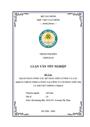 Hạch toán công tác kế toán tiền lương và các khoản trích theo lương tại công ty cổ phần tiếp thị và truyền thông unique luận văn tốt nghiệp chuyên ngành kế toán