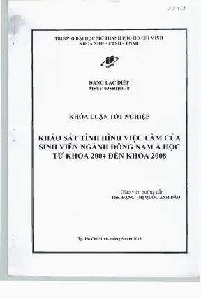 Khảo sát việc làm sinh viên Đông Nam Á học (2004-2008)