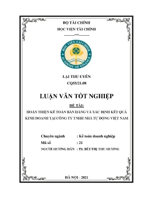 Hoàn thiện Kế toán Bán hàng & KQKD tại Công ty Nhà Tự Động VN