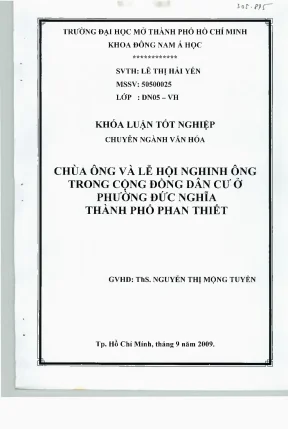 Chùa Ông và lễ hội Nghinh Ông tại Phan Thiết - Khóa luận nghiên cứu
