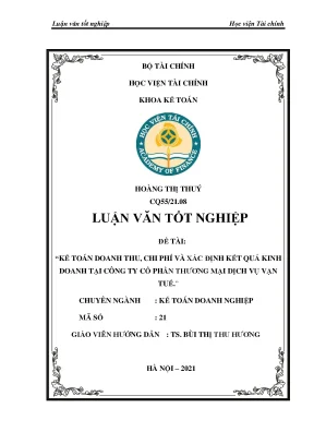 Kế toán doanh thu, chi phí, KQKD tại CP TM DV Vạn Tuế