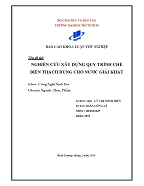 Nghiên cứu quy trình chế biến thạch cho nước giải khát