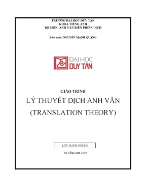 Giáo trình Lý thuyết dịch Anh văn (Translation Theory)