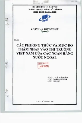 Phương thức thâm nhập thị trường ngân hàng nước ngoài tại Việt Nam