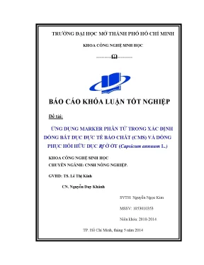 Ứng dụng marker phân tử xác định CMS và Rf ở ớt Capsicum annuum L.